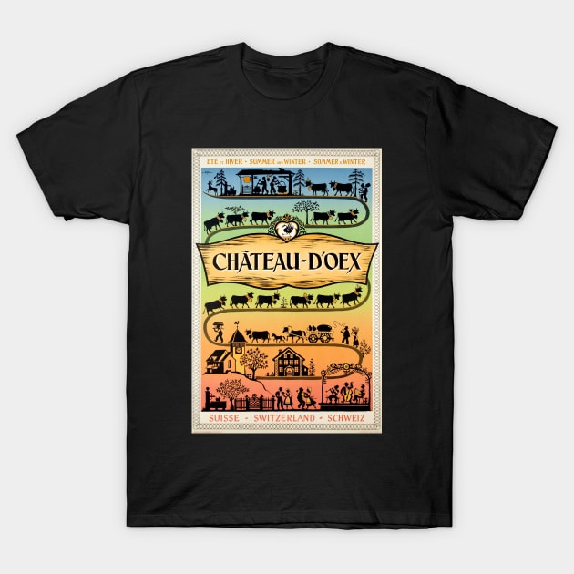 Château-d'Œx,Switzerland,Travel Poster T-Shirt by BokeeLee